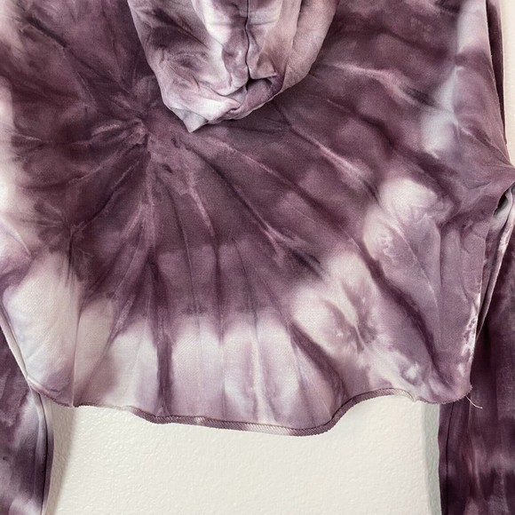Rue 21 Cropped Tie Dye Jodie Hooded Sweatshirt Purple White Medium - Picture 8 of 13